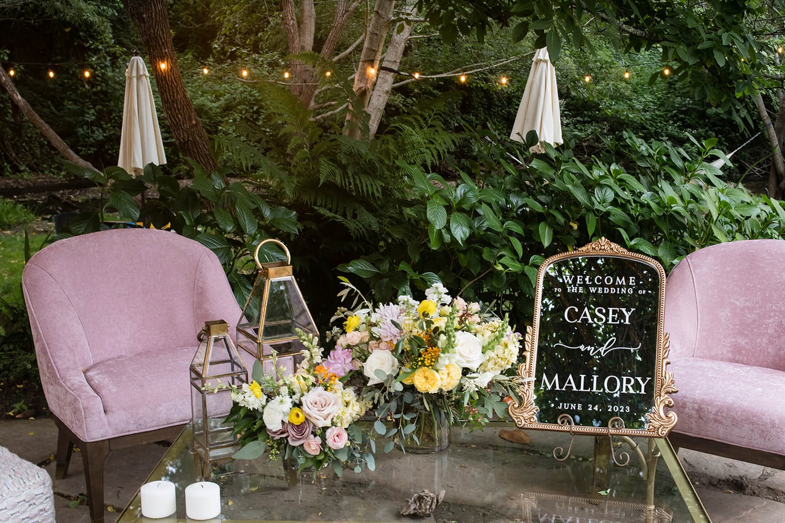 Micro wedding reception at wine country venue