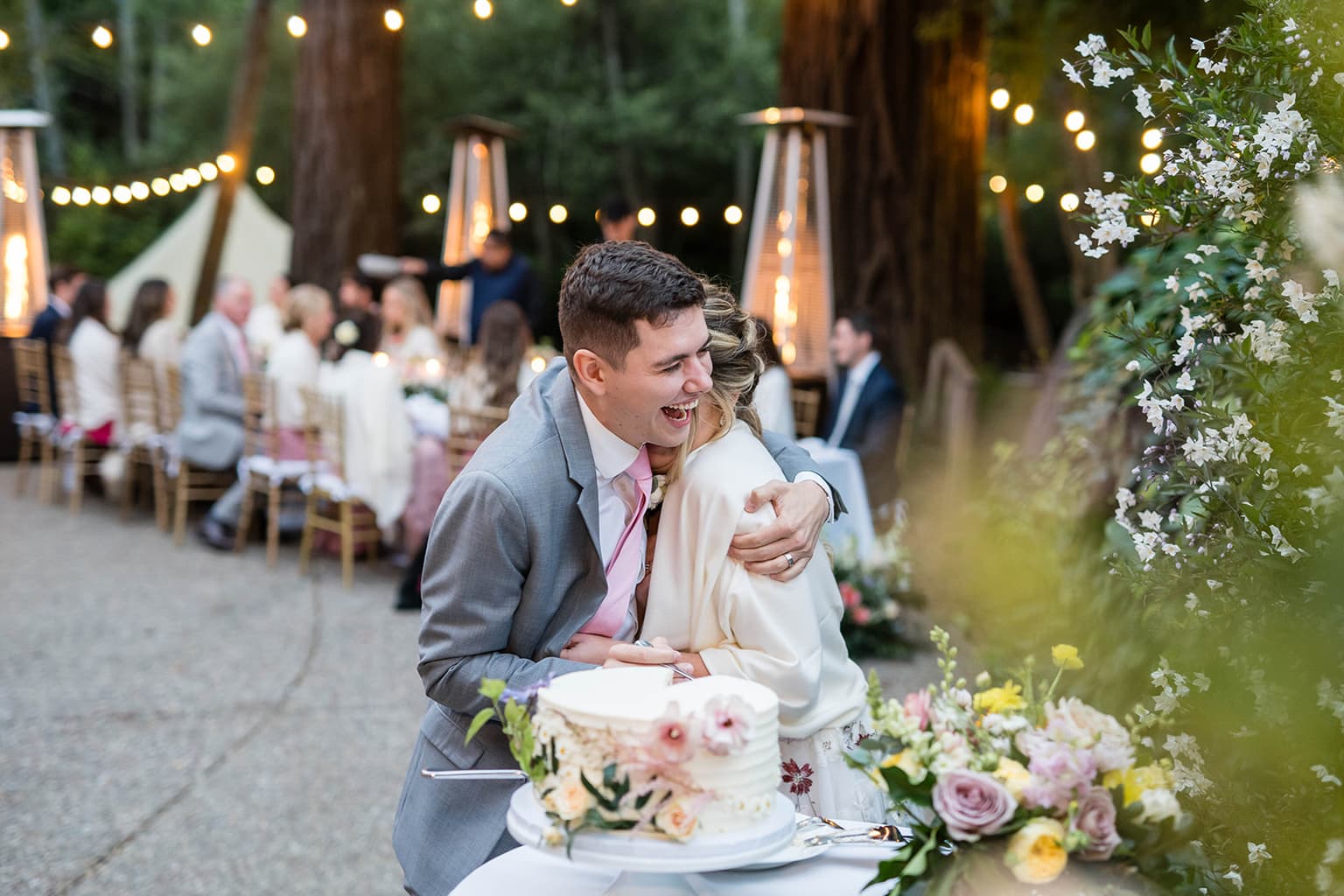Wine country wedding couple