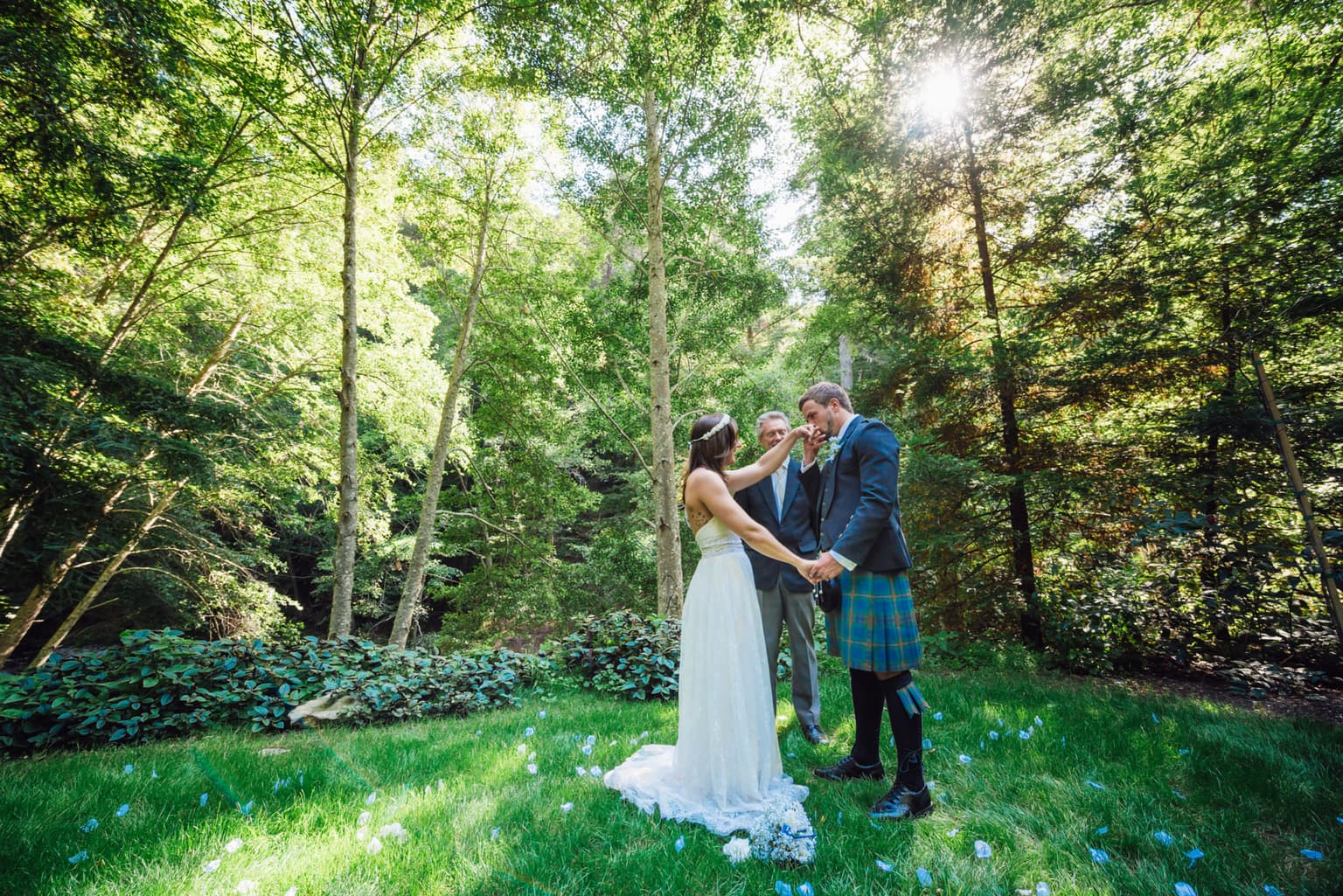 Forest ceremony at Lake Tahoe elopement