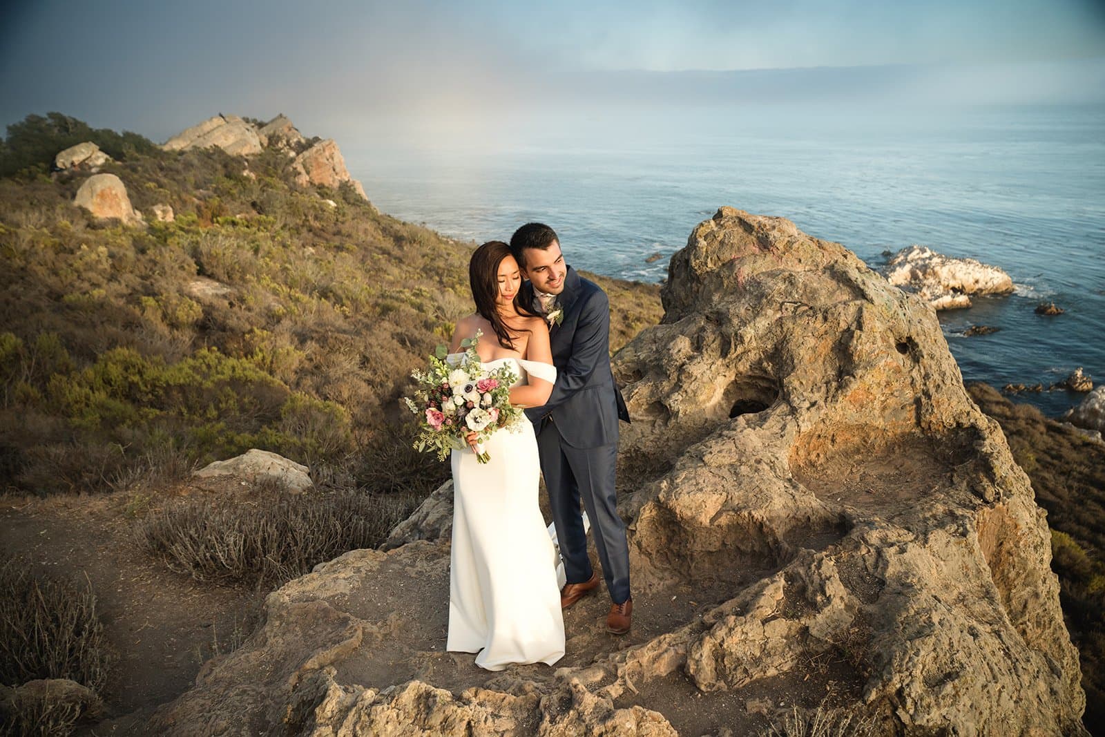 ranch-airbnb micro wedding with coastal views, SLO, Helen & Yousuf at Parker's Place on Clover Ridge Ranch (AirBnB)