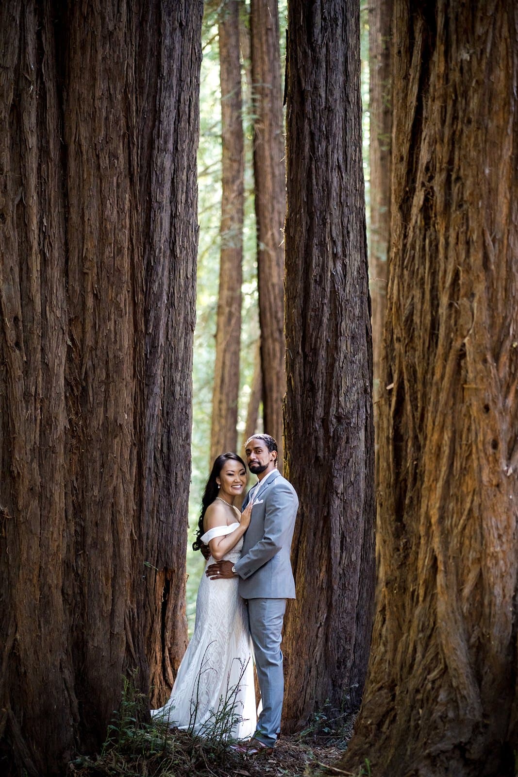 Janel & Josiah at their East Bay redwood micro wedding