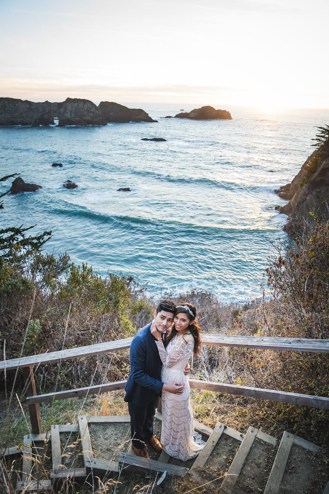 A real California micro wedding couple, portrait