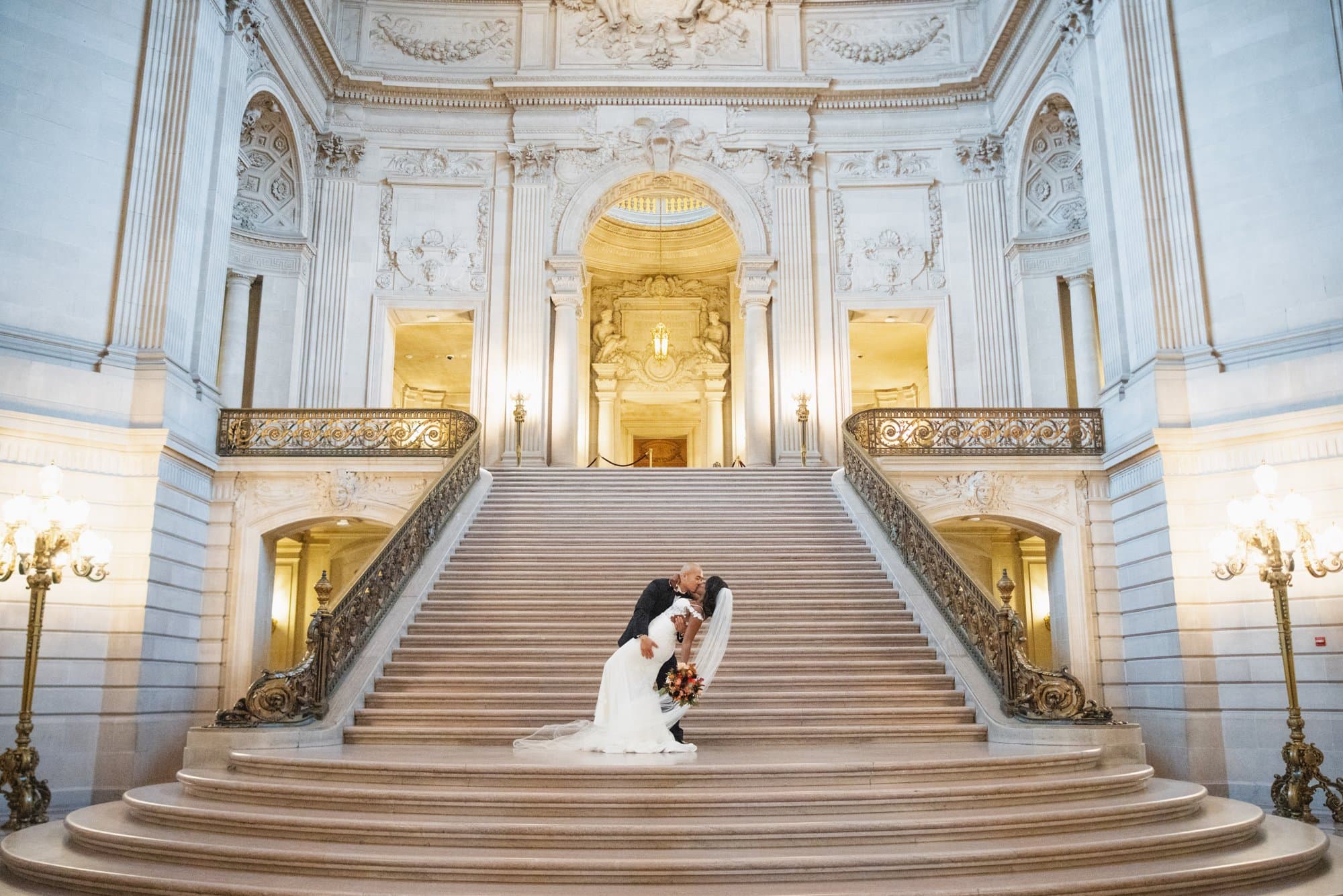 interracial city hall micro wedding, Renee & Bryan at San Francisco City Hall
