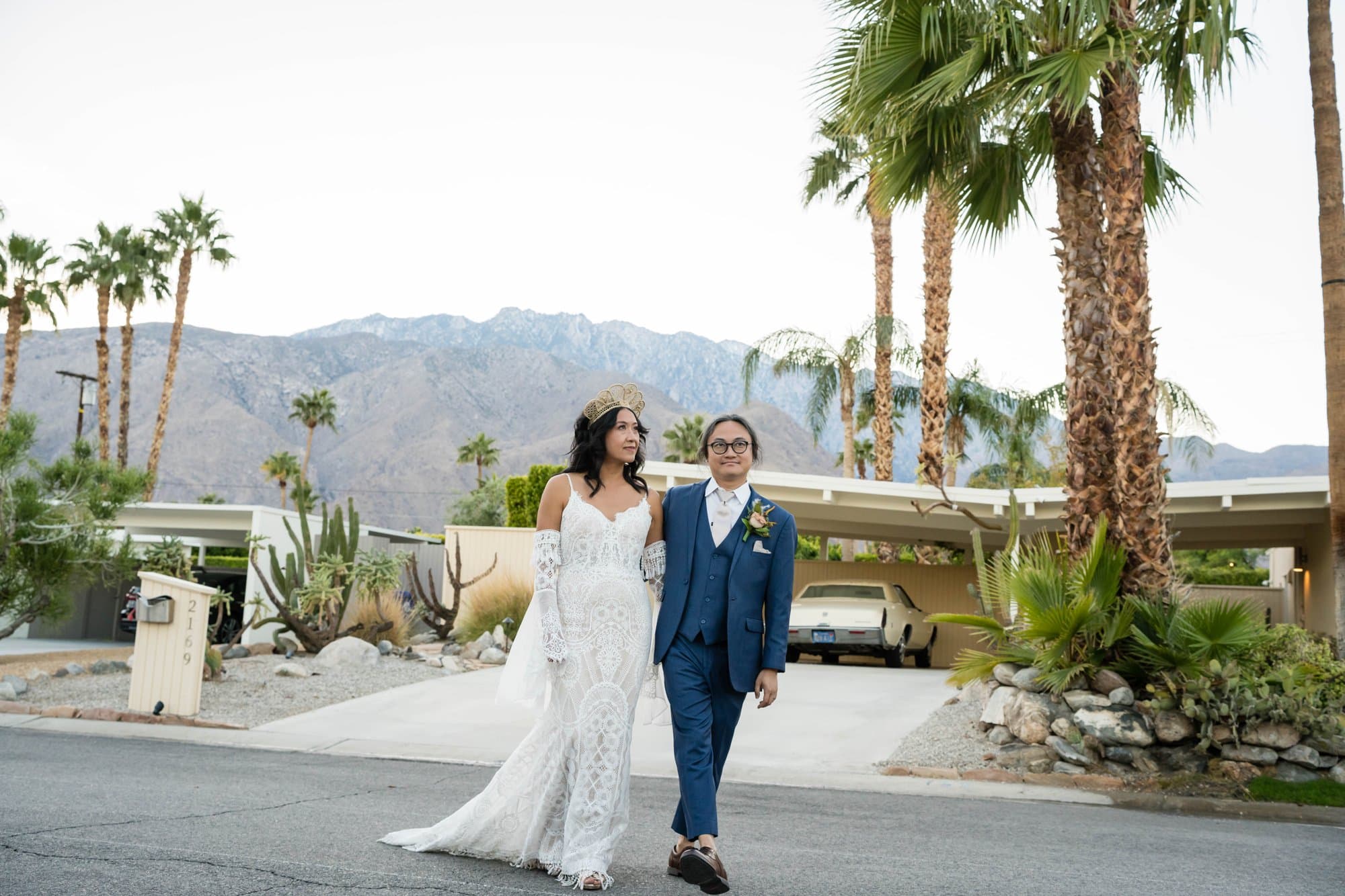 backyard-then-steakhouse wedding at mr lyons, palm springs, Vill & Jim at Mr. Lyons Steakhouse — Conservatory and Terrace