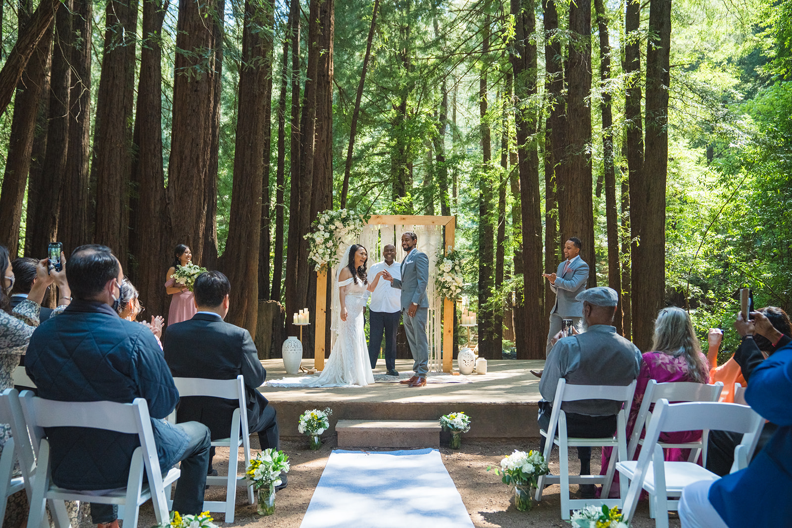 Ceremony in the redwoods at Marin micro wedding
